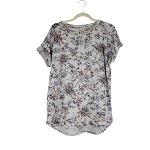 Cupio Comfy Top Women’s Size Large Floral Stretch Cuffed Short Sleeve T-Shirt